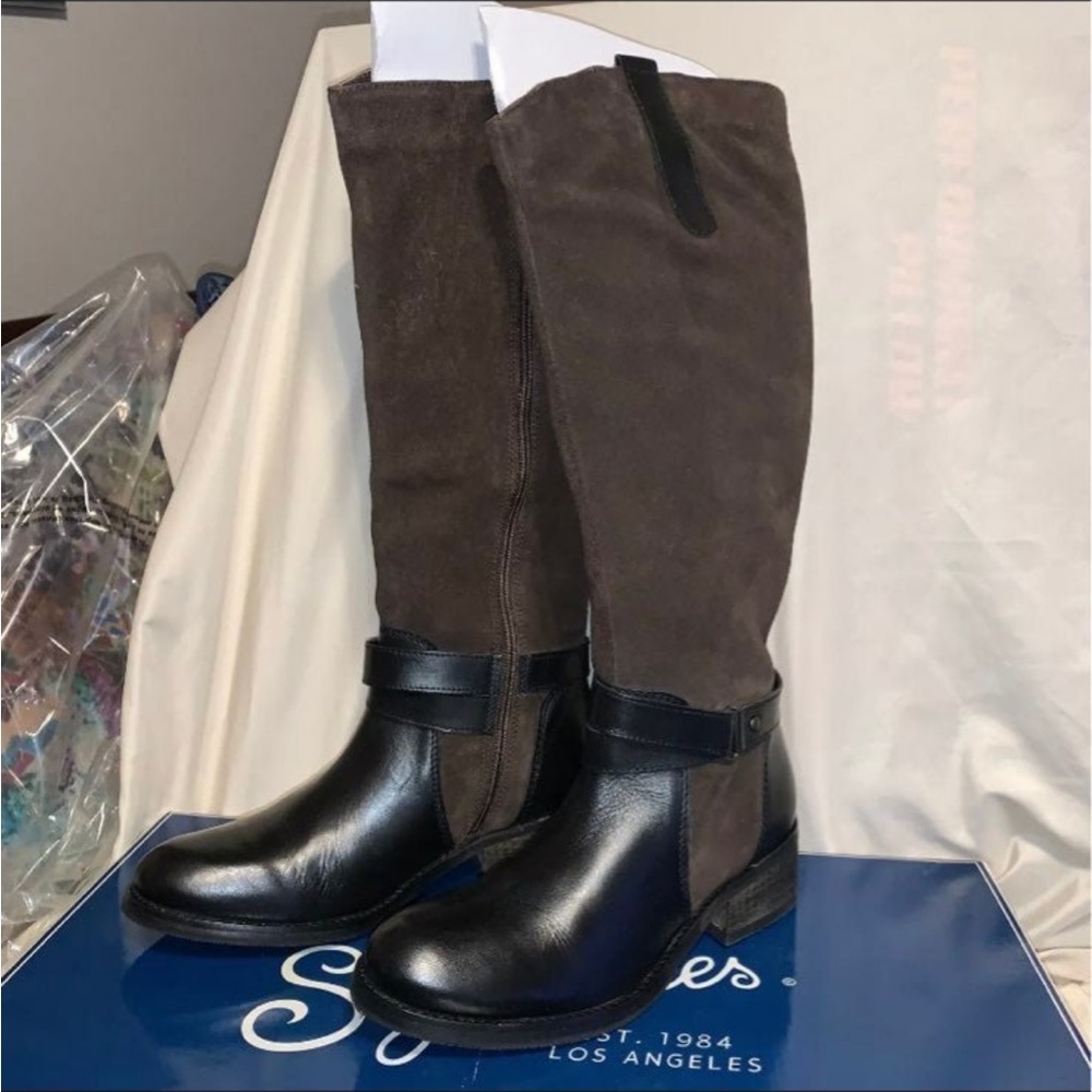Seychelles Womens Fate Black/Brown Leather Knee High Riding Boots Sz 7.5 MIB